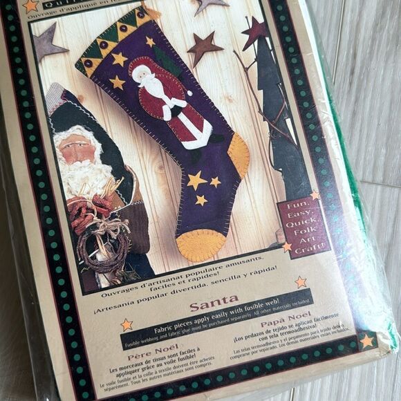 NIB Vintage 90’s Hodge Podge Quilt Felt Applique Santa Christmas Stocking Kit - Picture 2 of 3